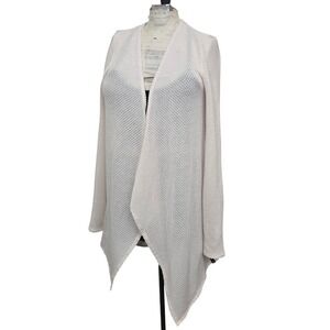VOLCOM Womens XS Open Front Cardigan Sweater Cream Knit Waterfall Draped‎